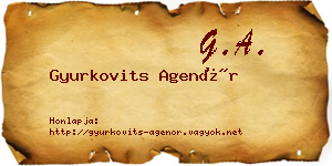 Gyurkovits Agenór névjegykártya